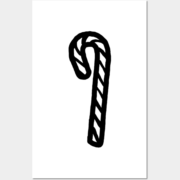 One Candy Cane For Christmas Outline Wall Art by ellenhenryart